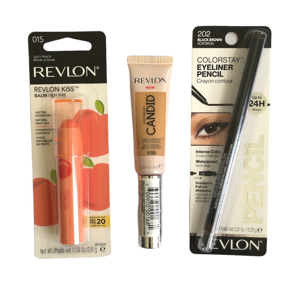 Revlon Makeup Bundle Kiss Balm Candid Concealer & Eyeliner Pencil